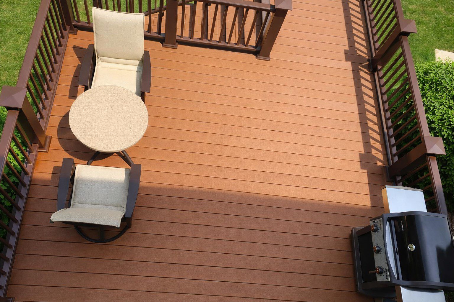 Outdoor deck with grill and seating